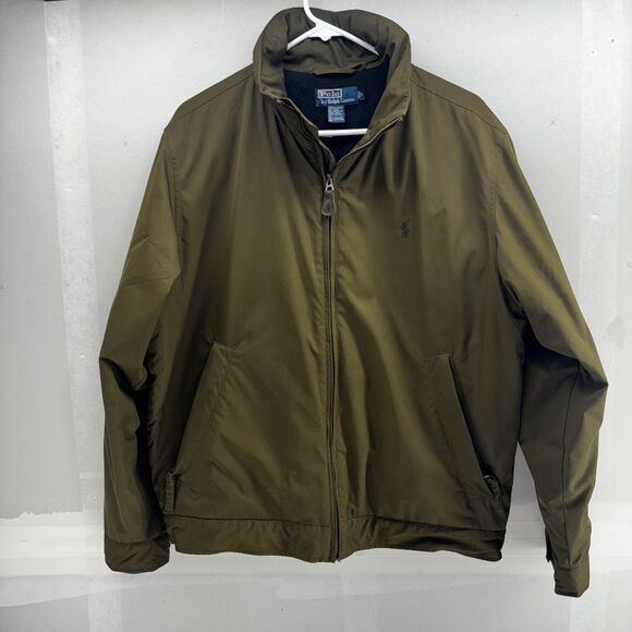 Vintage Polo Ralph Lauren Jacket Coat Men's Size M Olive Fleece Lined Full Zip - Picture 1 of 6